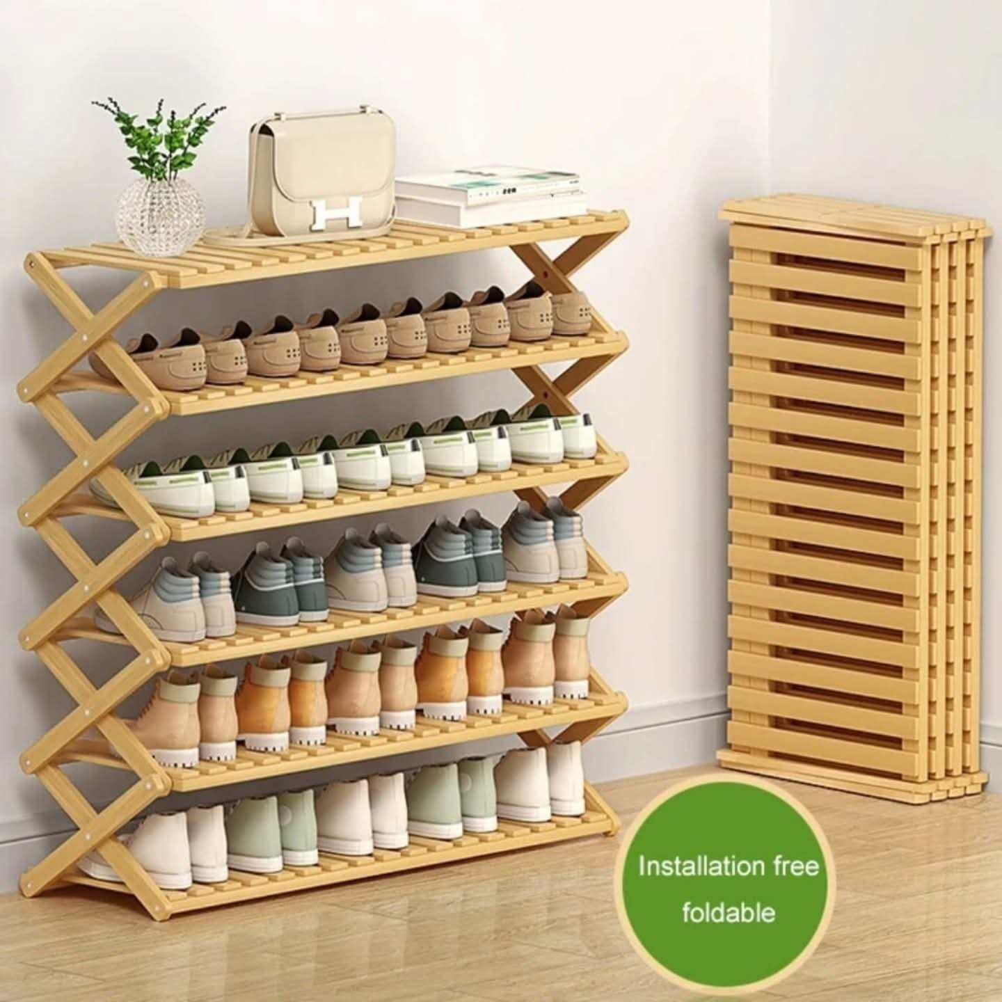 2025/07/1001132488.jpg 6-Tier Foldable Bamboo Shoe Rack - Image 2