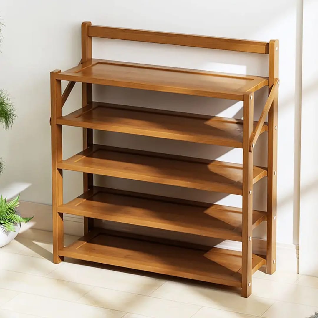2366d71e-b29a-4d46-a4da-c6626f44b025 6-tier foldable bamboo shoe rack - Image 2