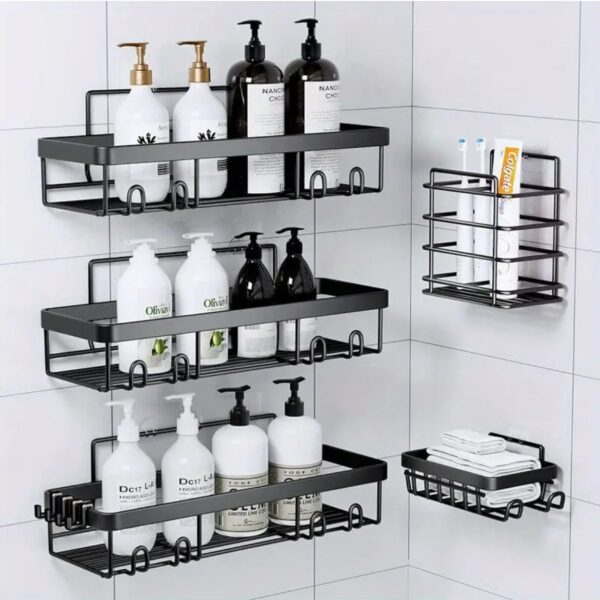 5-Piece No-Drill Shower Caddy Shelf Set