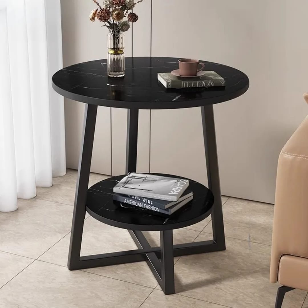 623432c9-d1b3-4c2f-9a86-8a3ecadccde1 Modern Double Layer Round Side Table - Image 1