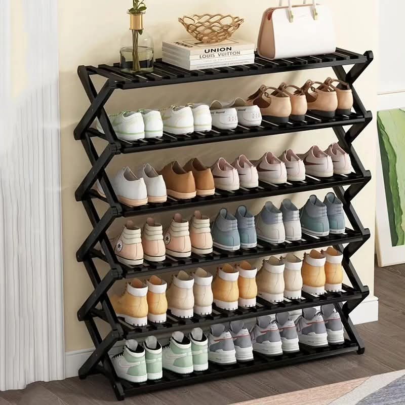 9e5f8358-13fa-4b38-b3c7-4a832f1e9eb9 6-Tier Foldable Bamboo Shoe Rack - Image 1
