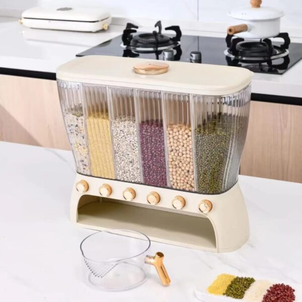 Acrylic Partitioned Rice/Cereal Dispenser