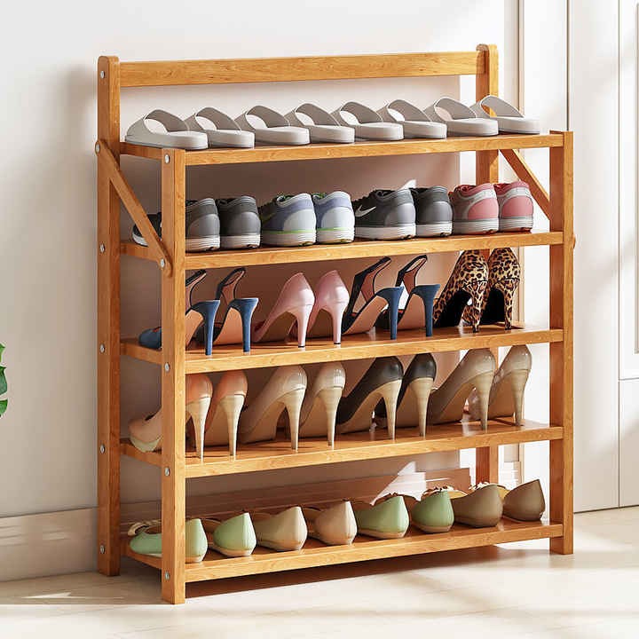 H090dc5ea42e745528421a51dc34183f 6-tier foldable bamboo shoe rack - Image 1