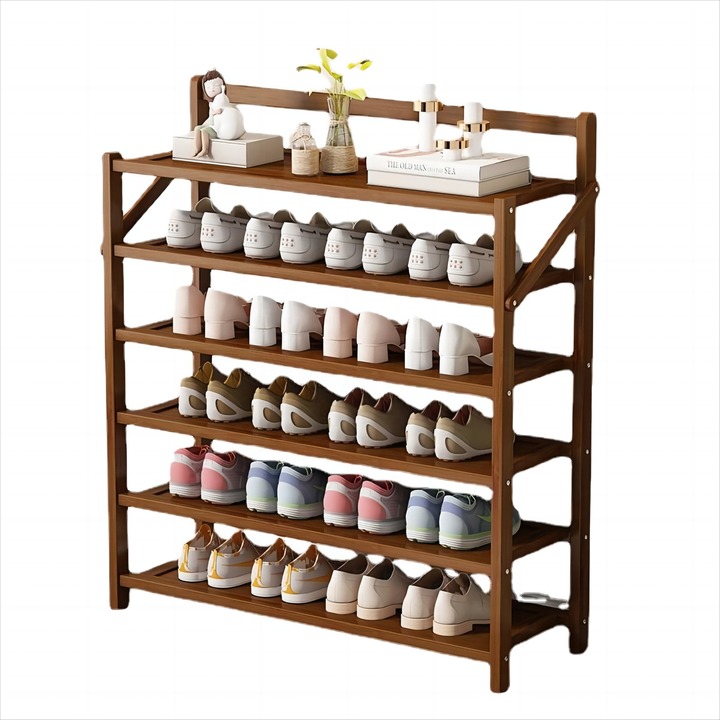 Hf1b19435b8304c08af7e4ae63770933 6-tier foldable bamboo shoe rack - Image 3