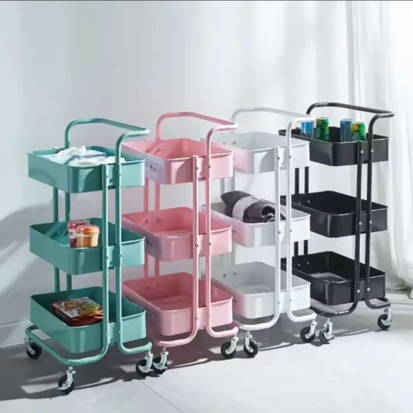 Multi-Functional Movable Trolley Storage Rack (Full Metallic)