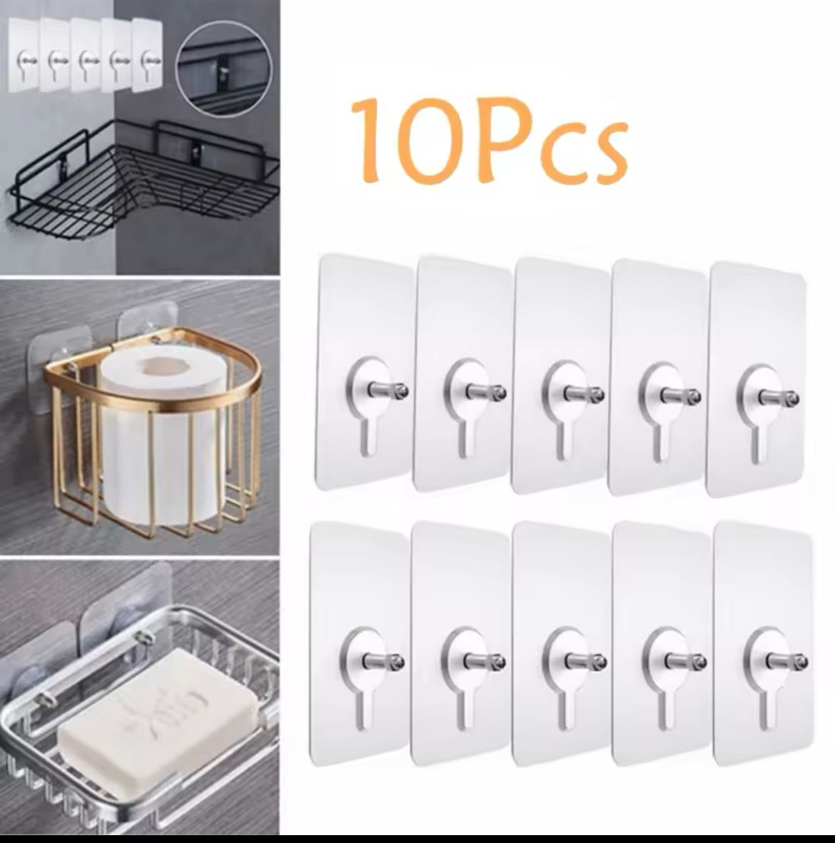 adhesive with hooks2 Self-Adhesive Wall Hooks – 10pcs Set - Image 4