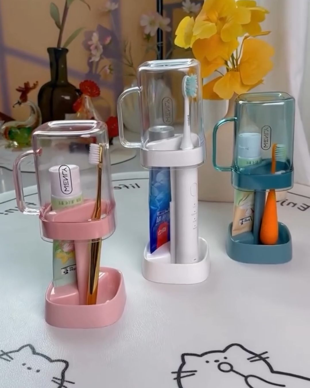 adjustable Adjustable Toothbrush Holder with Gargle Cup - Image 1
