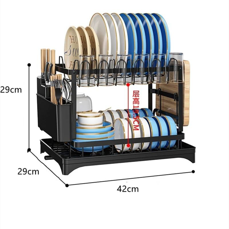 dishrack1 🍽️ 2-Tier Kitchen Dish Rack with Drain Tray - Image 3