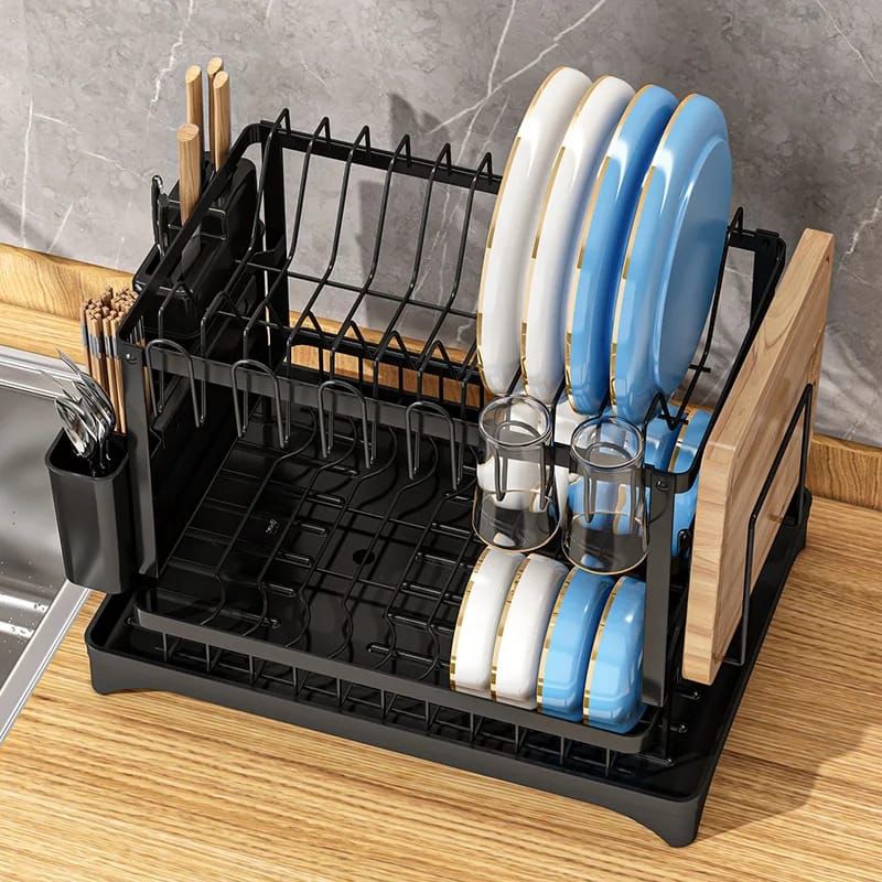 dishrack2 🍽️ 2-Tier Kitchen Dish Rack with Drain Tray - Image 4