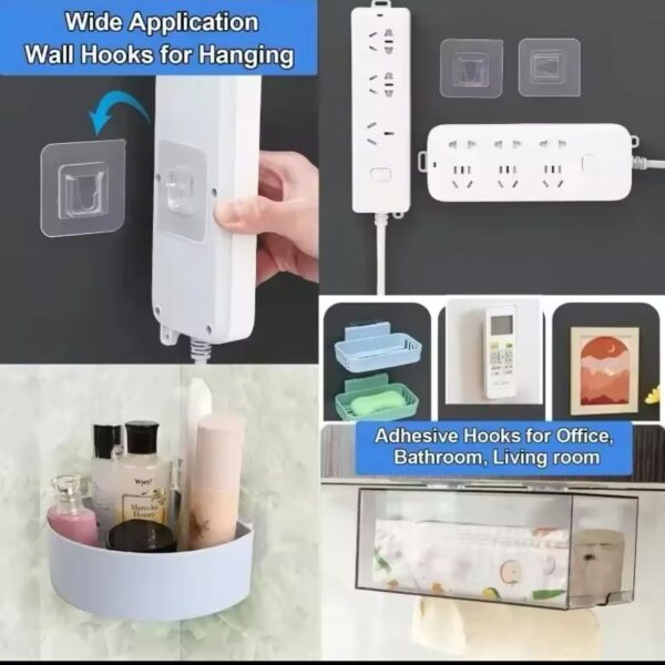 Adhesive Double-Sided Mounting Hooks (5 Pairs)