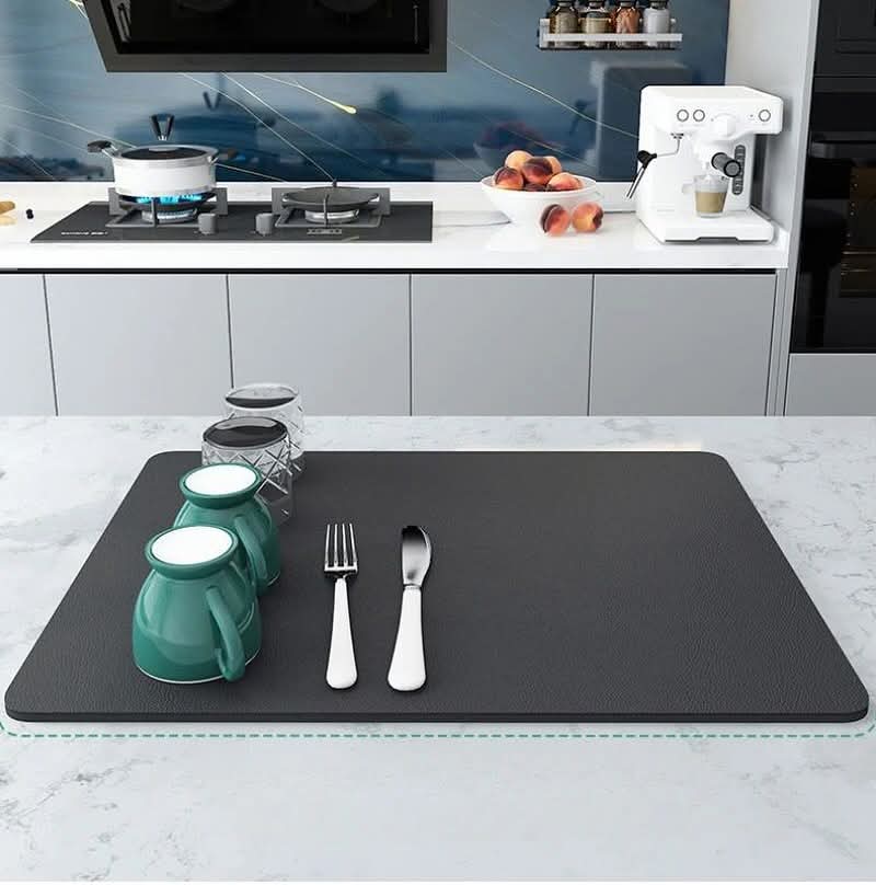 drain mat 2 Super Absorbent Non-Slip Dish Drying Mat - Image 3