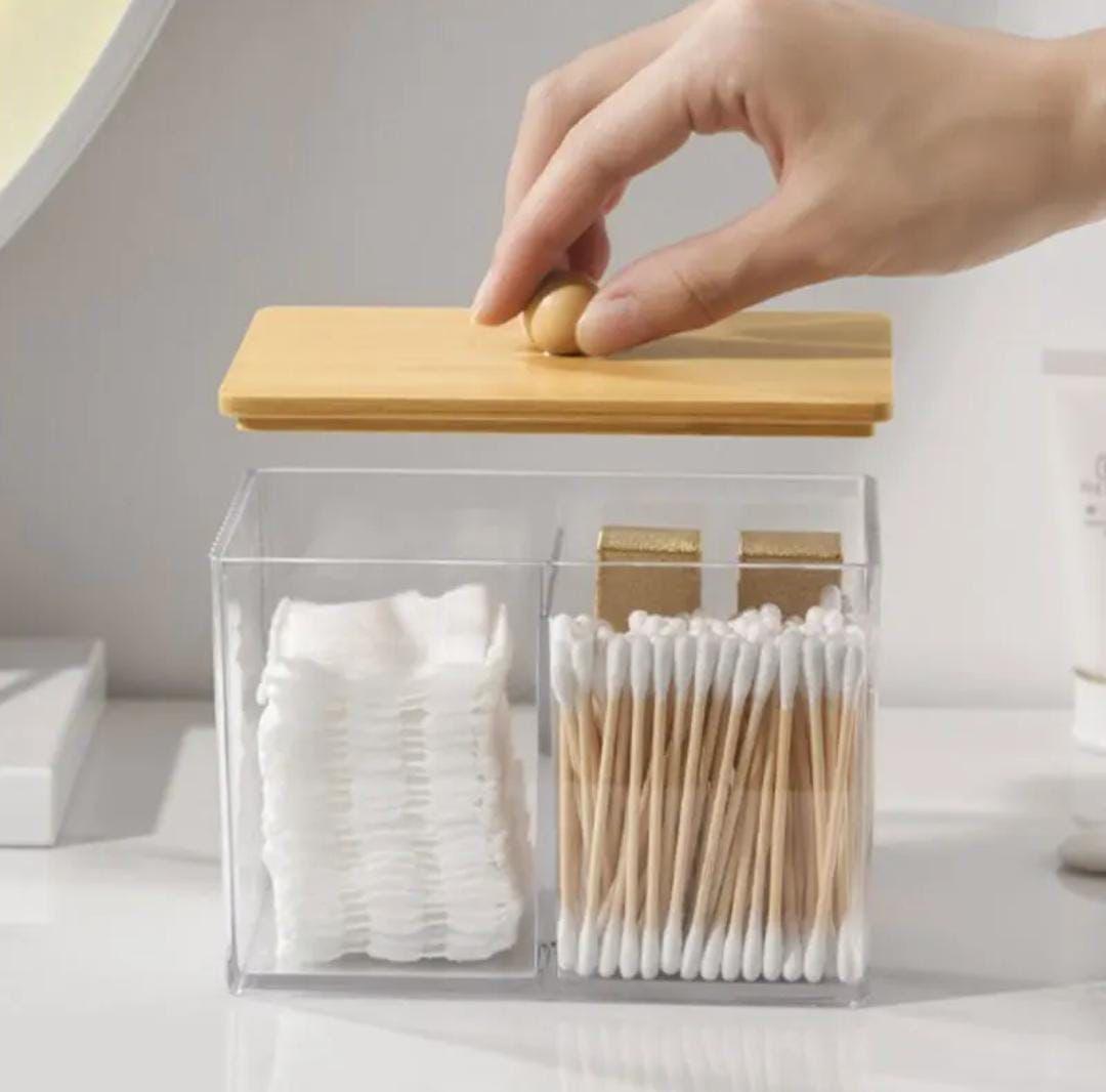 earbuds1 Acrylic Earbuds Organizer with Bamboo Cover - Image 2