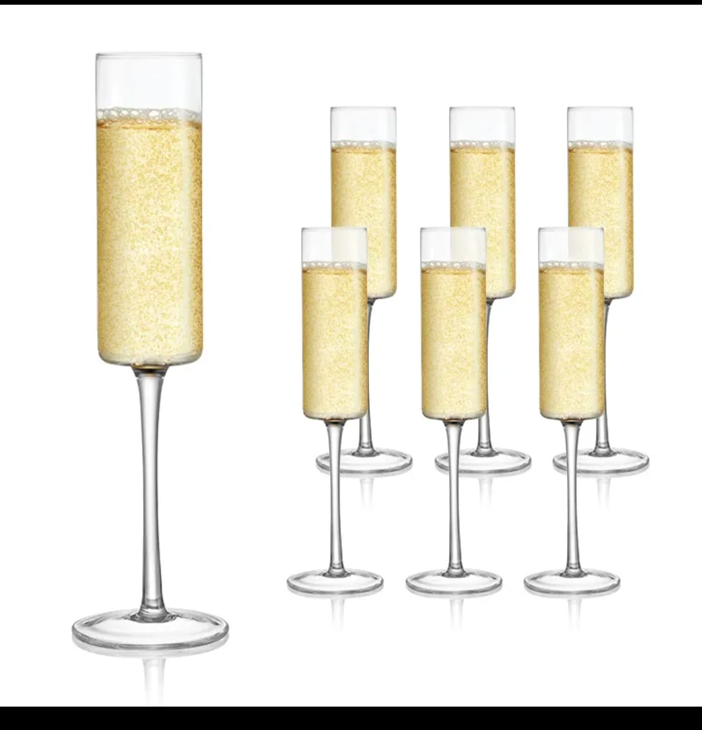 elegant Elegant Long-Stemmed Crystal Champagne Glass Flutes - Image 1