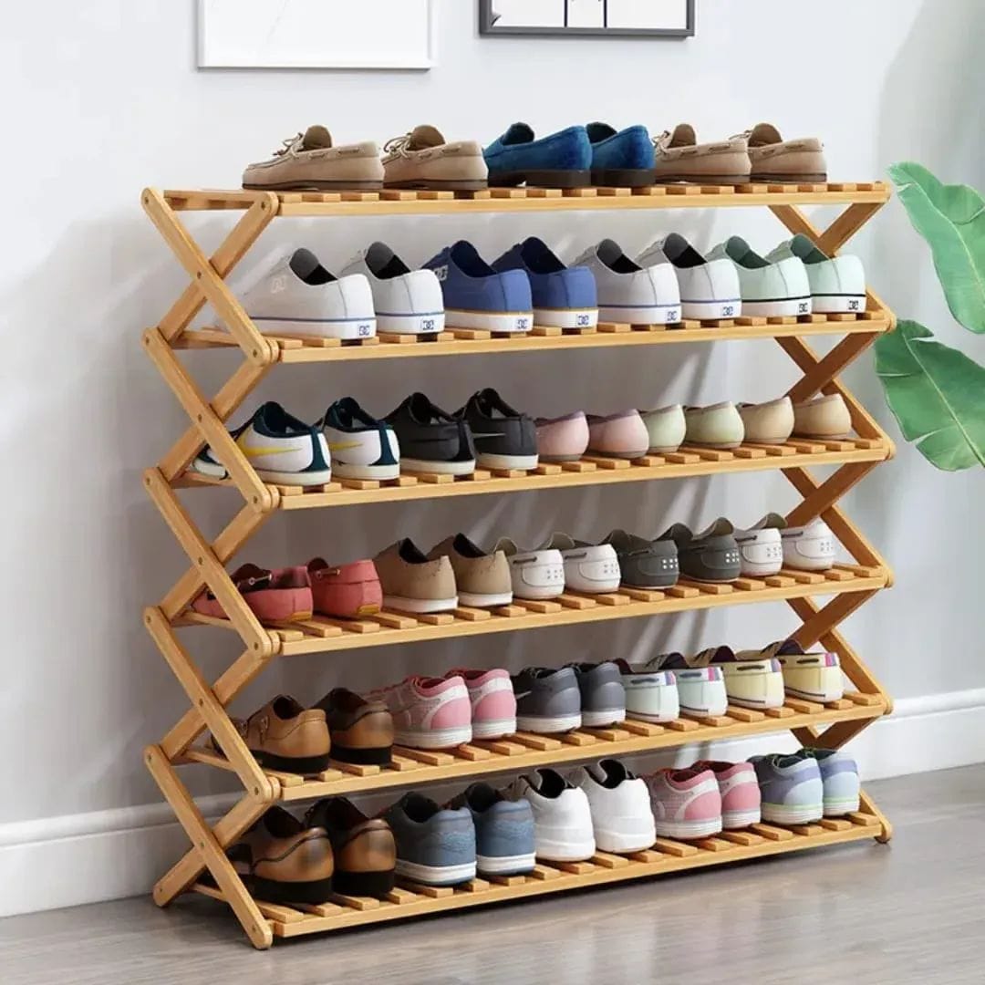 f5001424-29ca-4fb0-a4e4-47e078b8541c 6-Tier Foldable Bamboo Shoe Rack - Image 3