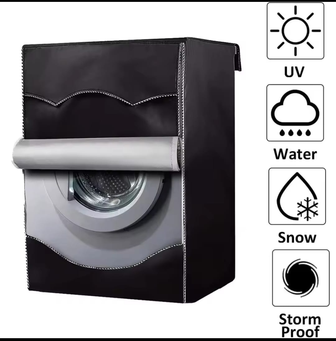 frontblack3 Heavy-Duty Front Load Washing Machine Cover – Zippered Design - Image 6