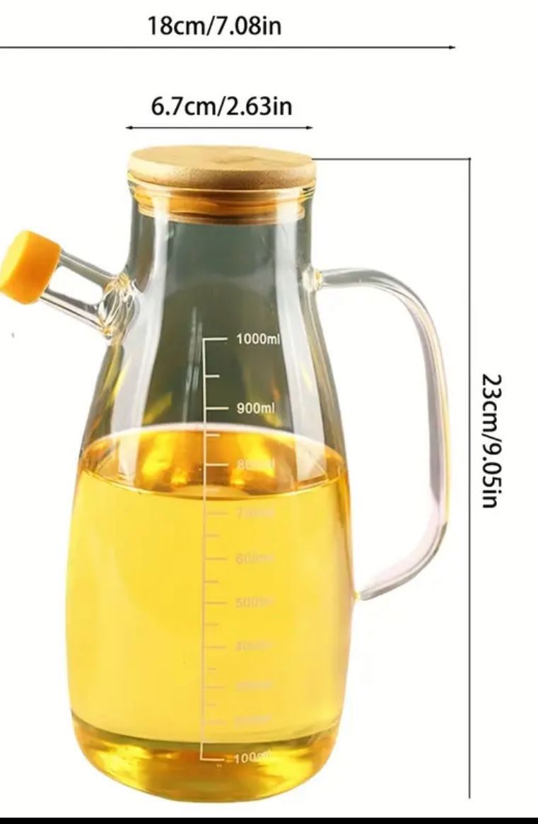 glassoil3 1000ml Glass Oil Bottle with Bamboo Lid - Image 5