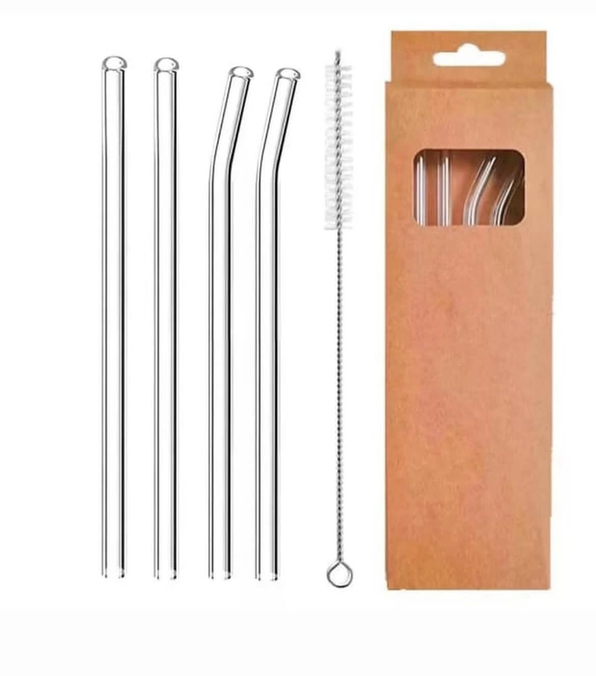 glassstraw 4 Pcs Reusable Glass Drinking Straws – 8mm (Straight & Bent) - Image 2