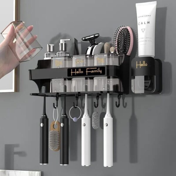 Toothbrush Holder with Toothpaste Dispenser & 4 Magnetic Cups