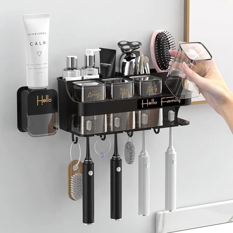 holder2 Toothbrush Holder with Toothpaste Dispenser & 4 Magnetic Cups - Image 4