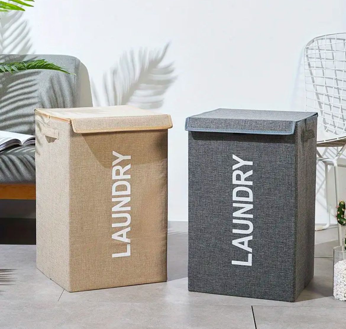 laundry Large Capacity Foldable Laundry Basket with Lid & Handles - Image 1