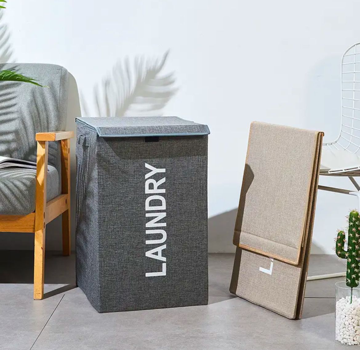 laundry1 Large Capacity Foldable Laundry Basket with Lid & Handles - Image 5