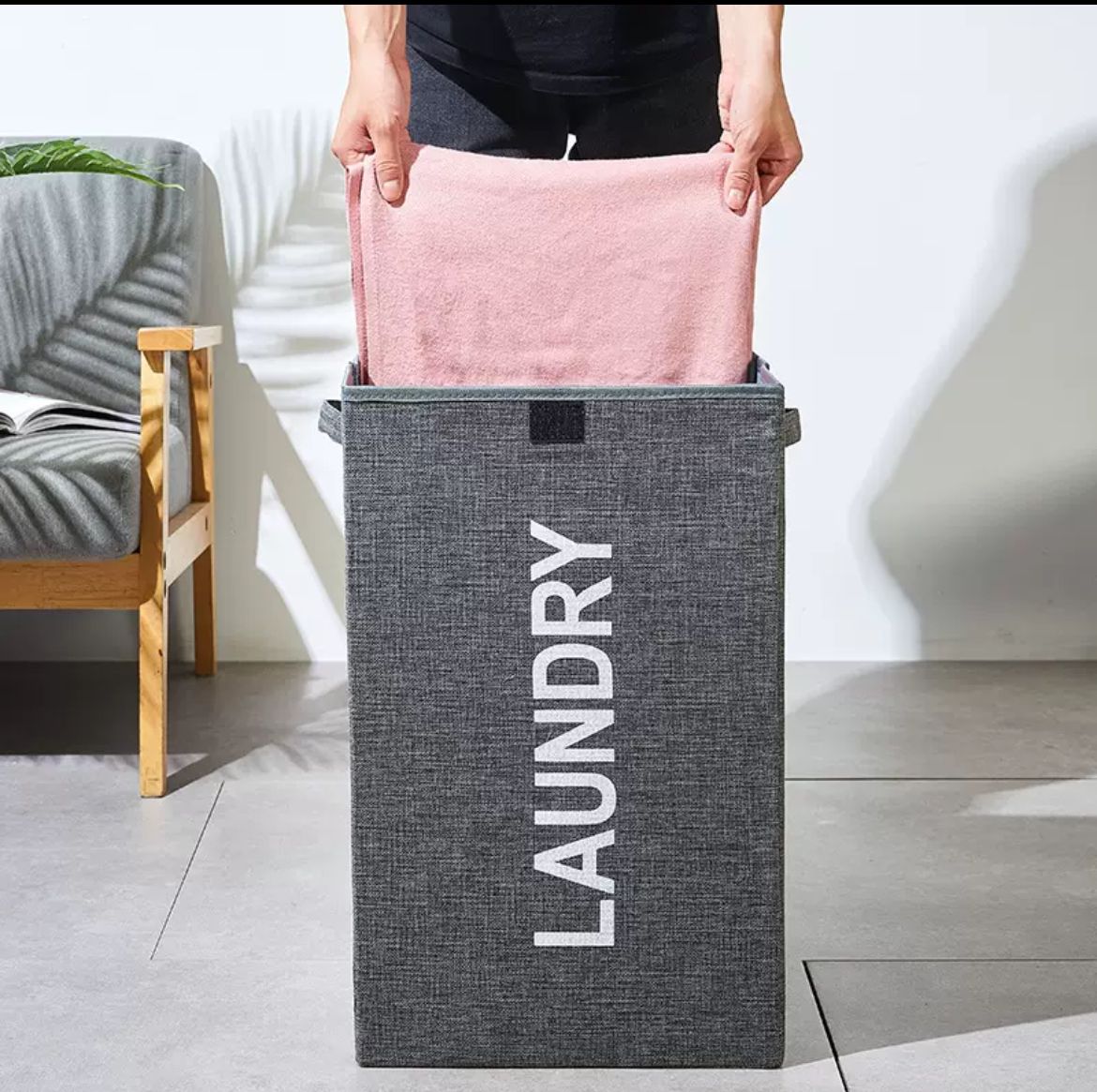 laundry3 Large Capacity Foldable Laundry Basket with Lid & Handles - Image 2