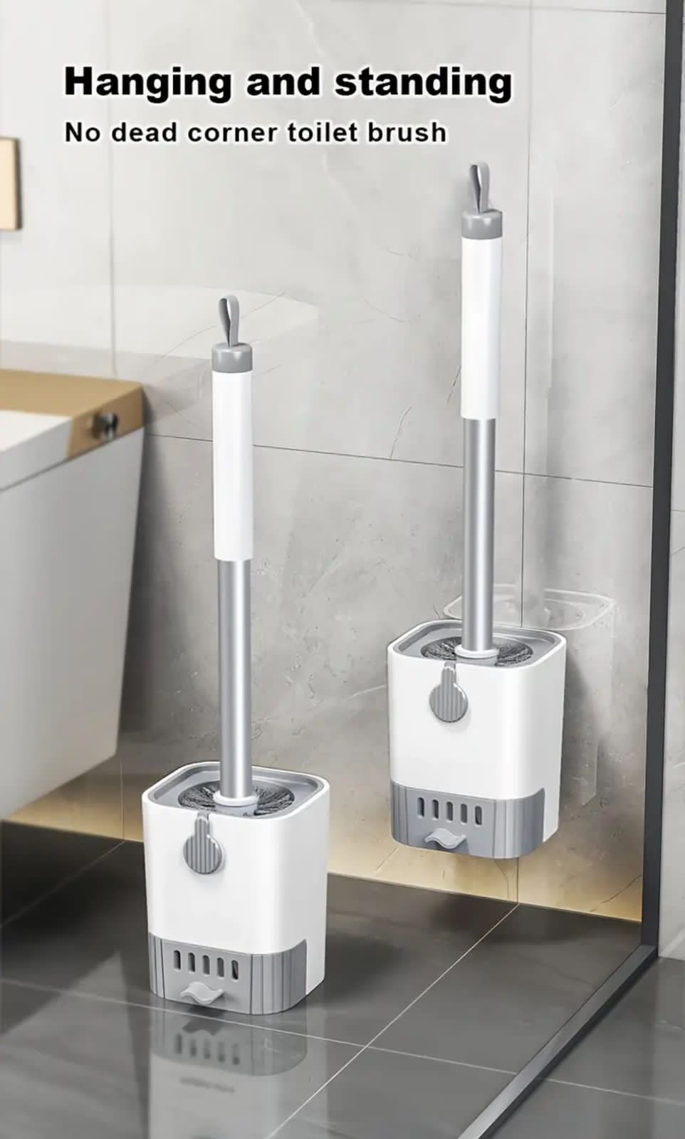 long Wall Mounted Long Handle Toilet Cleaning Brush with Holder - Image 1