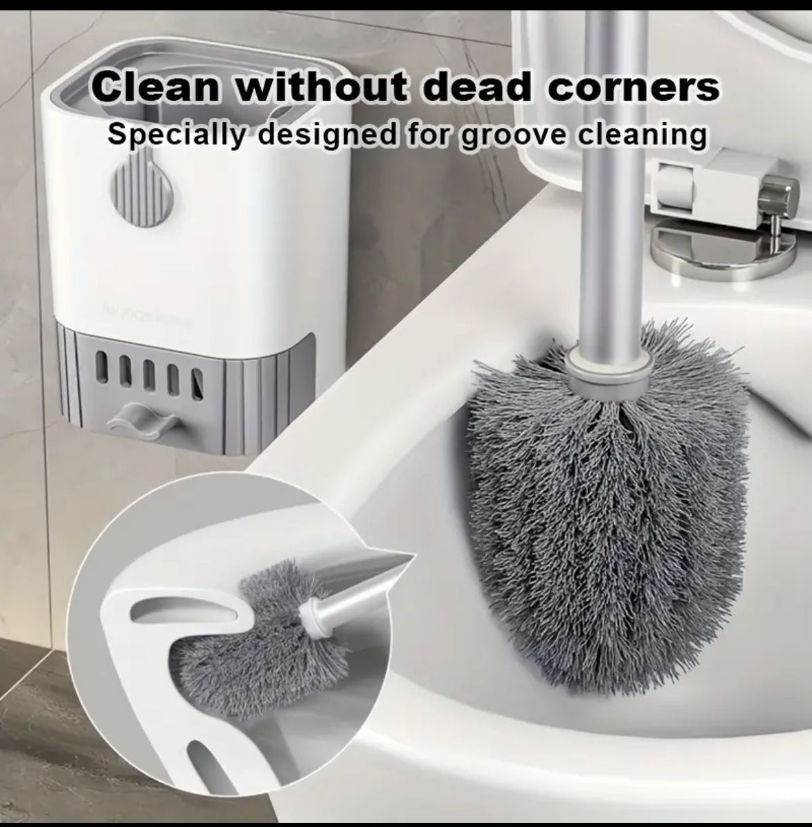 long2 Wall Mounted Long Handle Toilet Cleaning Brush with Holder - Image 4