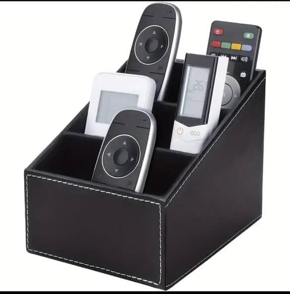 Multi-Compartment Leather Desk Organizer / Remote Holder