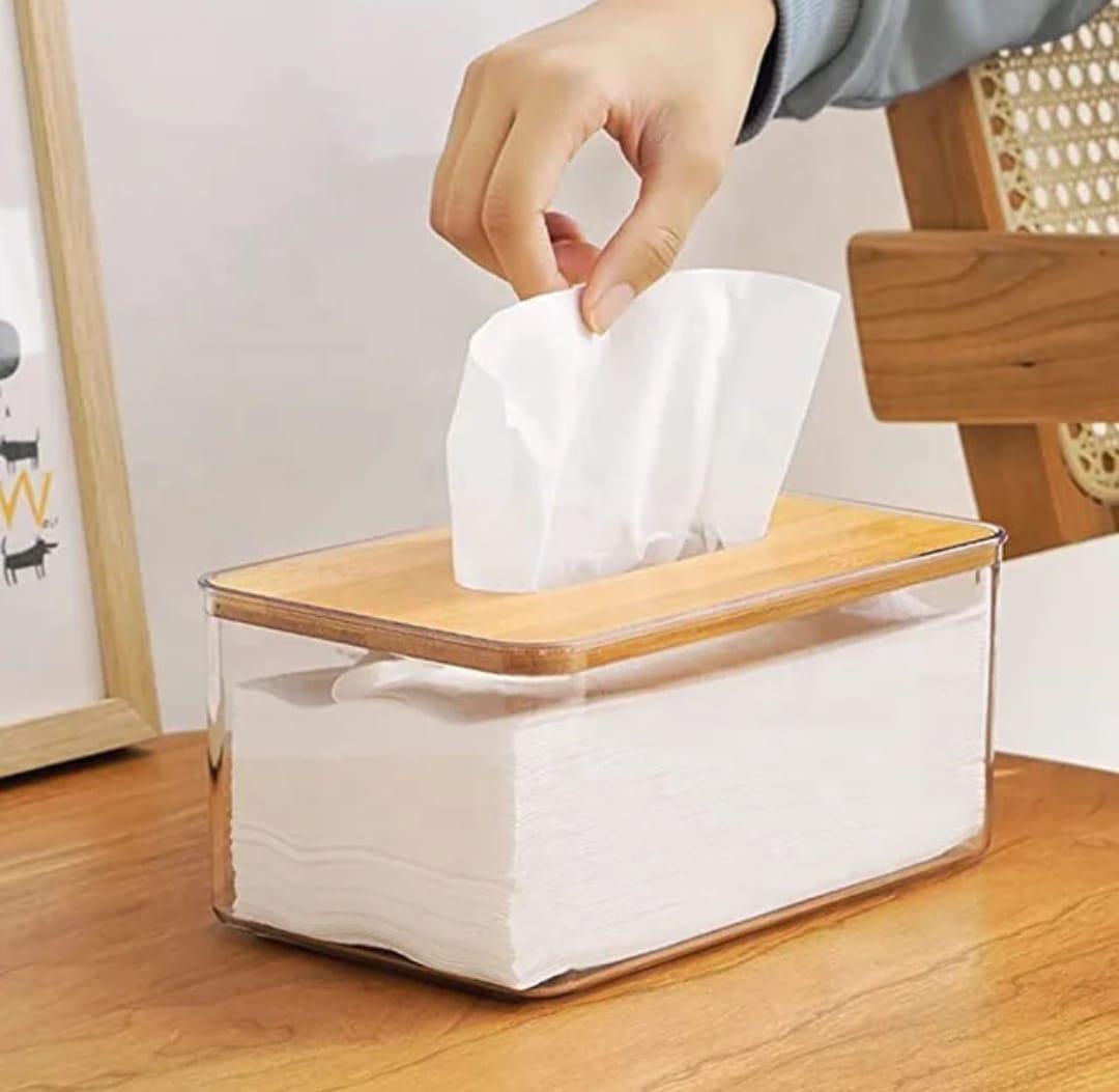 nordic Nordic Minimalist Tissue Box with Bamboo Lid – Japanese Style Organizer - Image 1