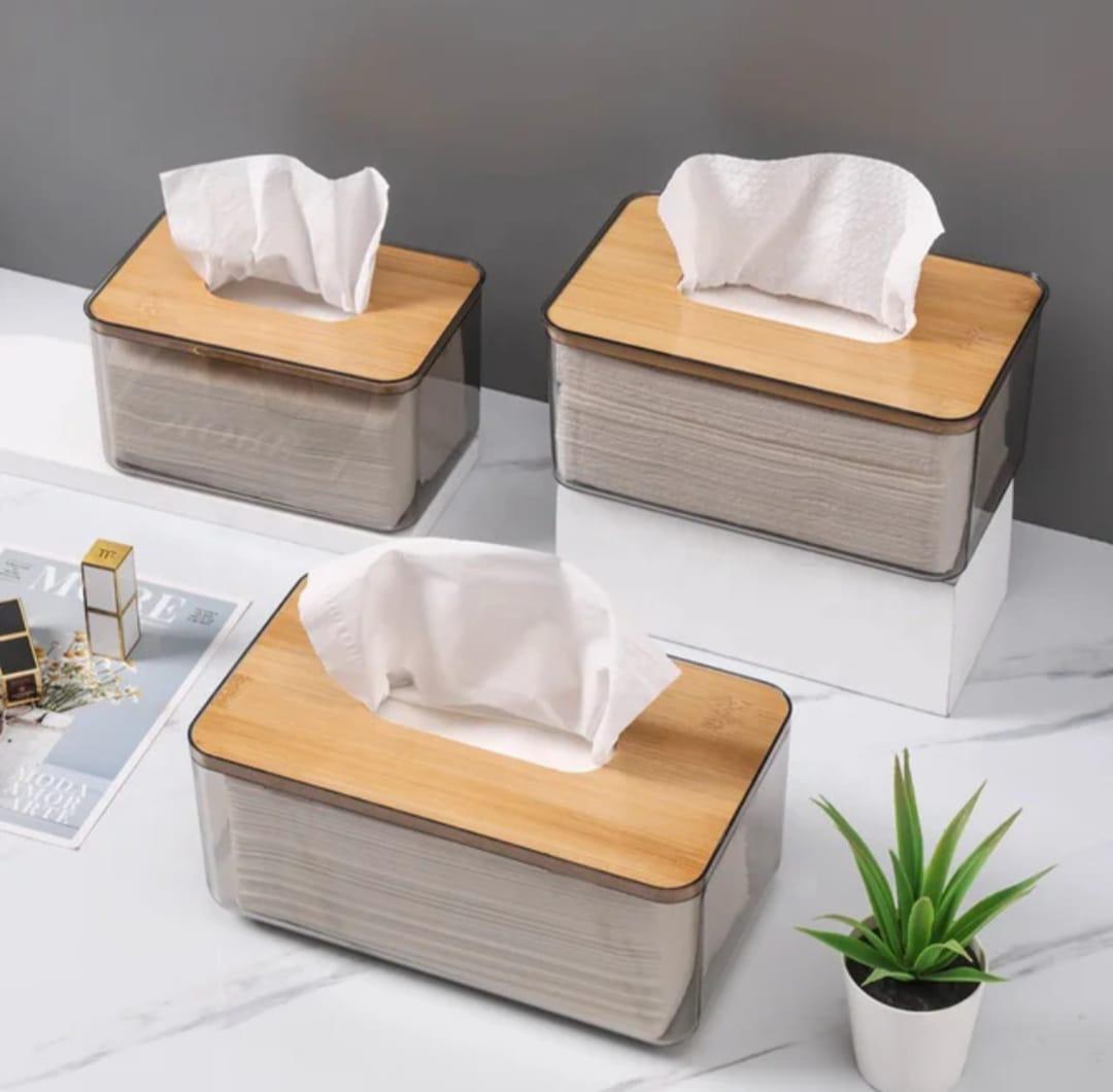 nordic2 Nordic Minimalist Tissue Box with Bamboo Lid – Japanese Style Organizer - Image 3