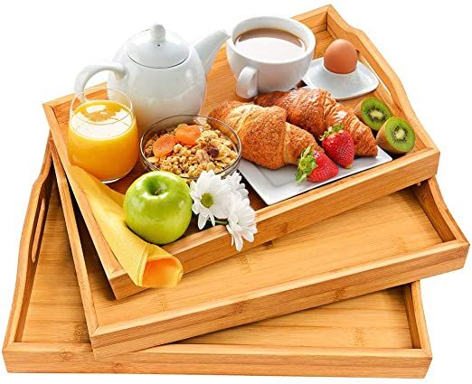 3pcs Multi-functional1 3pcs Bamboo Food Storage & Serving Trays with Handles - Image 3