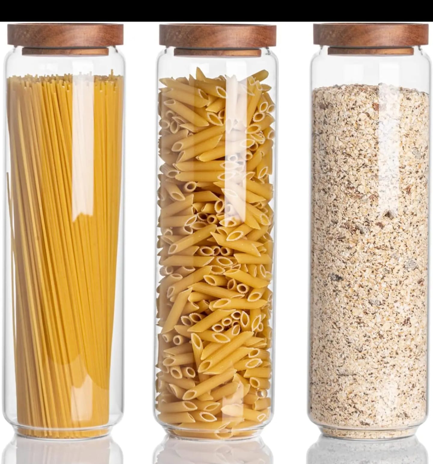 Acacia wooden sealed Acacia Wooden Kitchen Storage Glass Jar with Bamboo Lid - Image 2