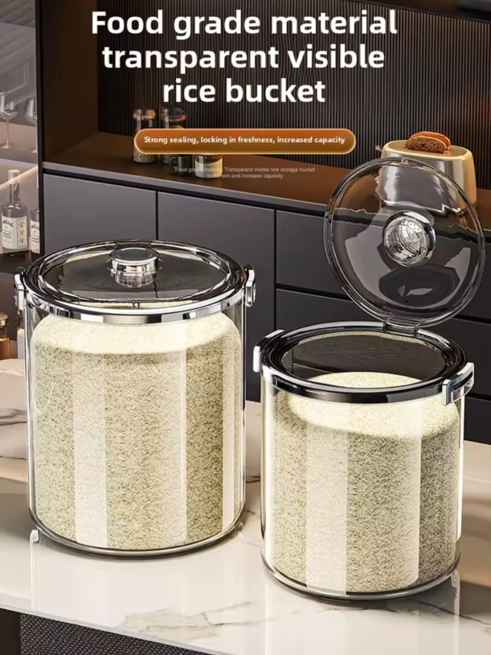 Acrylic Airtight Transparent Acrylic Airtight Rice Bucket - Image 2