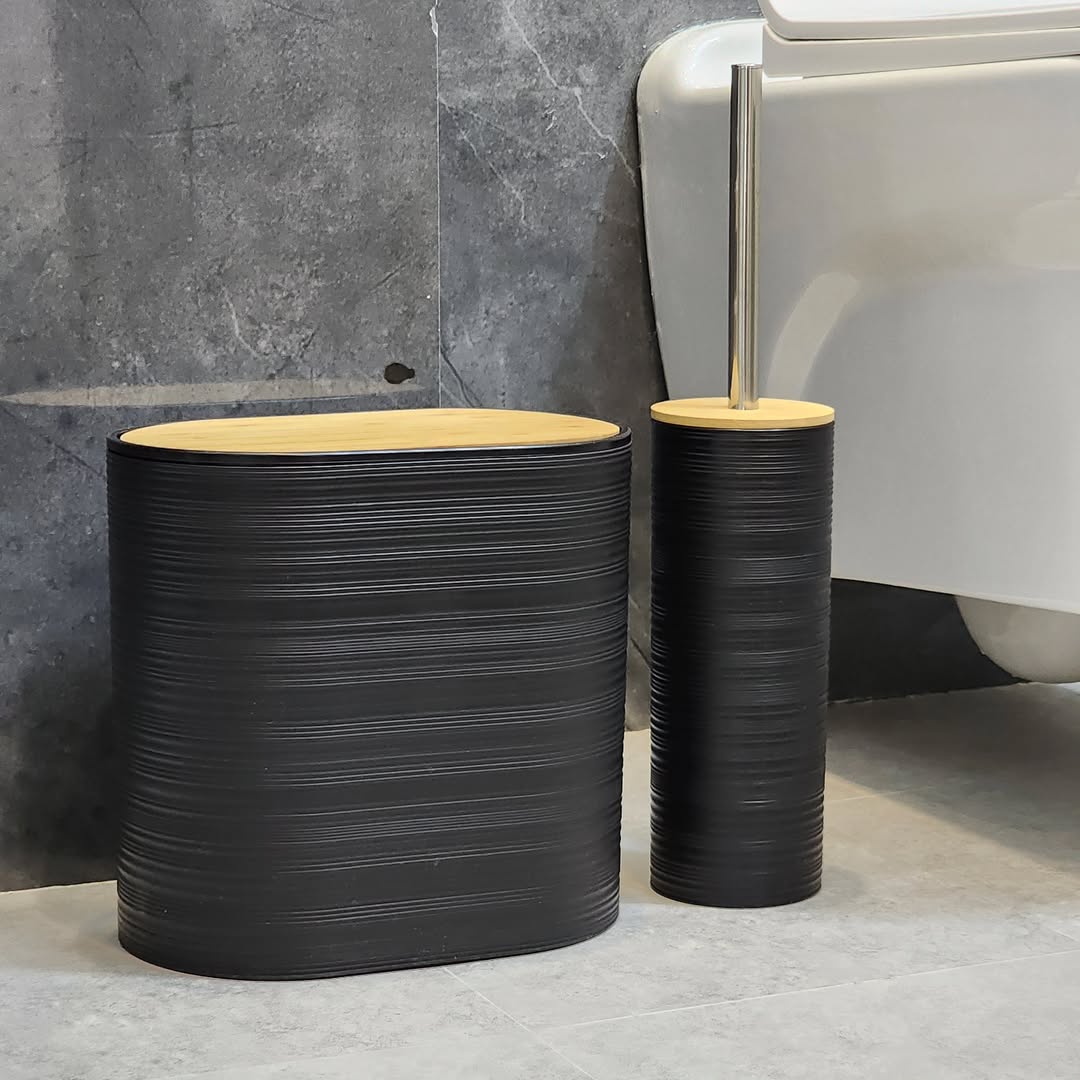 Luxury Bamboo5 8pcs Luxury Bamboo Plastic Bathroom Accessories Set - Image 7