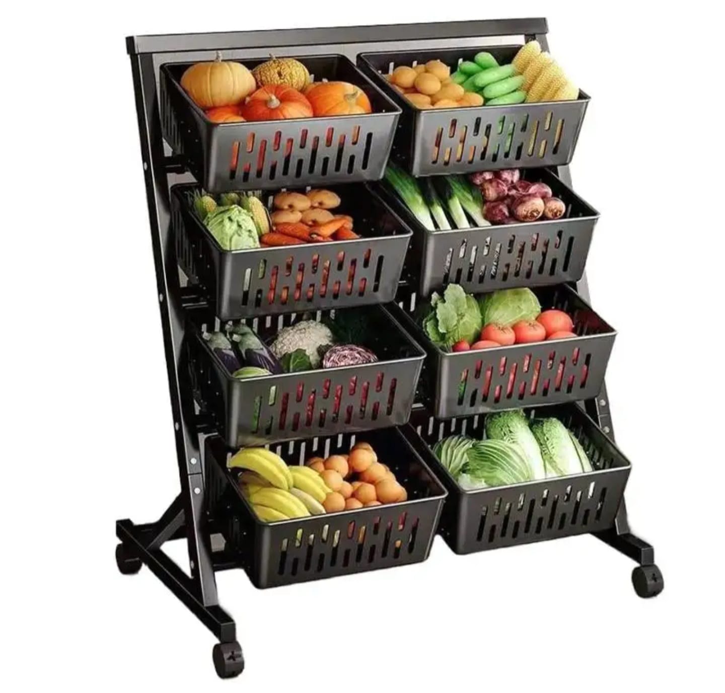 Multi- Functional Steel Multi-Functional Steel Vegetable & Fruit Rack with Wheels - Image 2