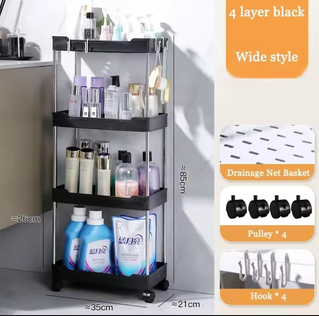 Multipurpose storage rack2 4-Layer Multipurpose Storage Rack with Wheels - Image 4