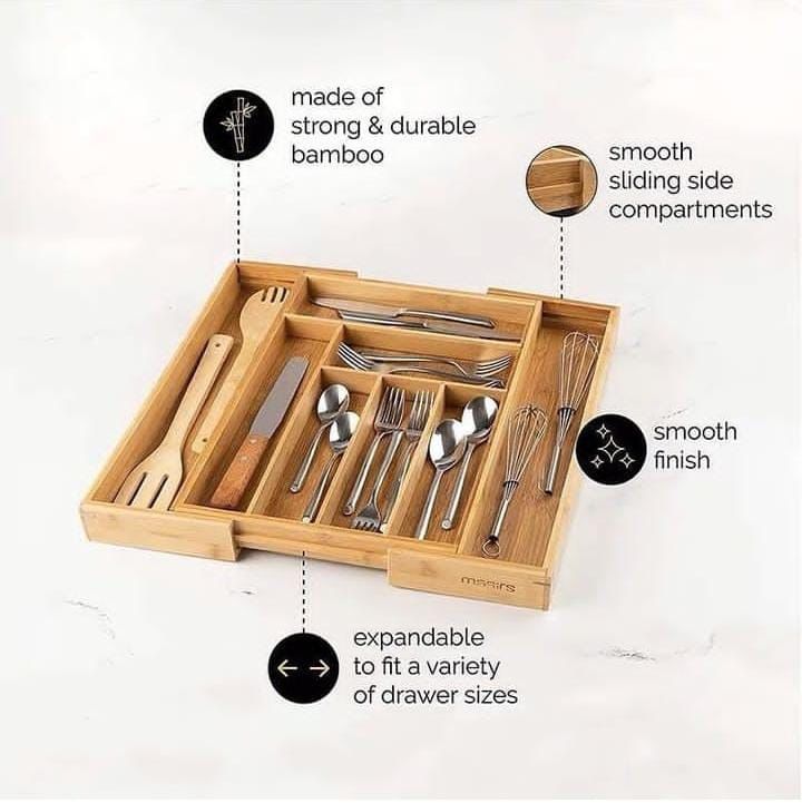 bamboo drawer3 Multifunctional Bamboo Drawer Organizer - Image 5