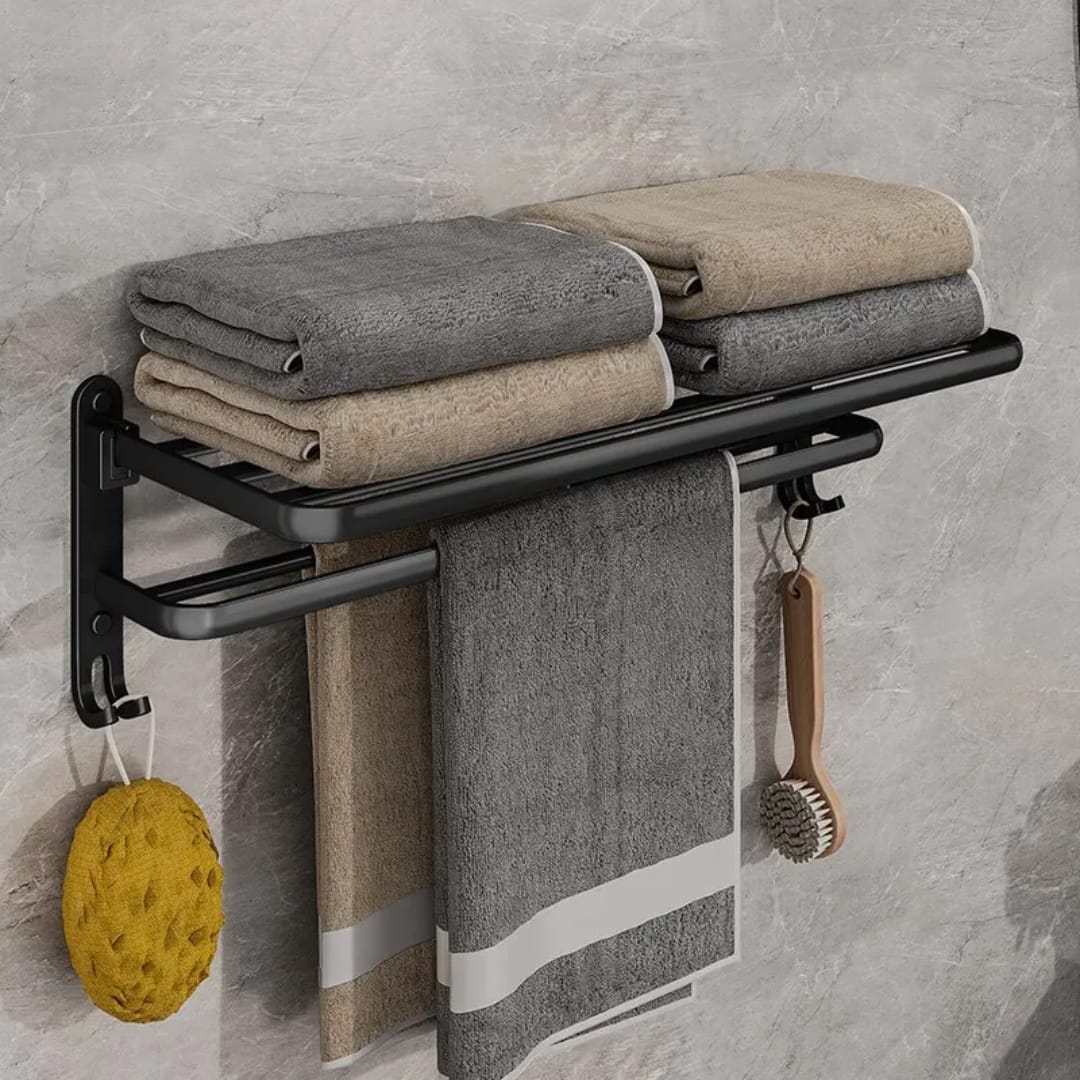 bath1 Bathroom Wall Mounted Towel Rack with Hooks - Image 4