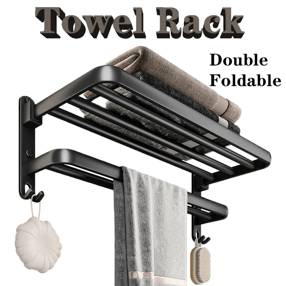 bath3 Bathroom Wall-Mounted Double Layer Towel Rack – 60cm - Image 5