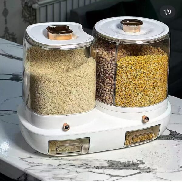 Rotatable Grain Storage Box with Compartments