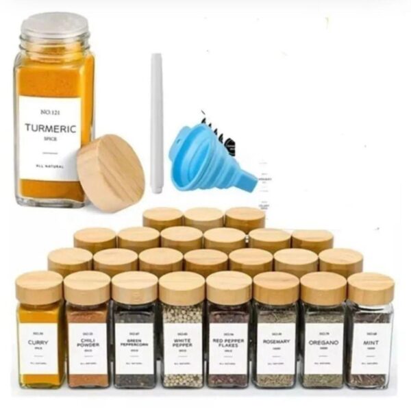 16 PCS Premium Glass Spice Jars with Bamboo Lids