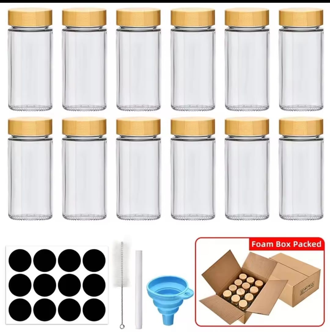 premium5 16 PCS Premium Glass Spice Jars with Bamboo Lids - Image 7