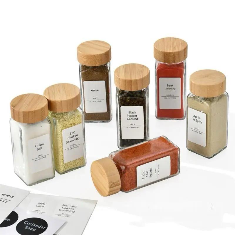 premium6 16 PCS Premium Glass Spice Jars with Bamboo Lids - Image 8