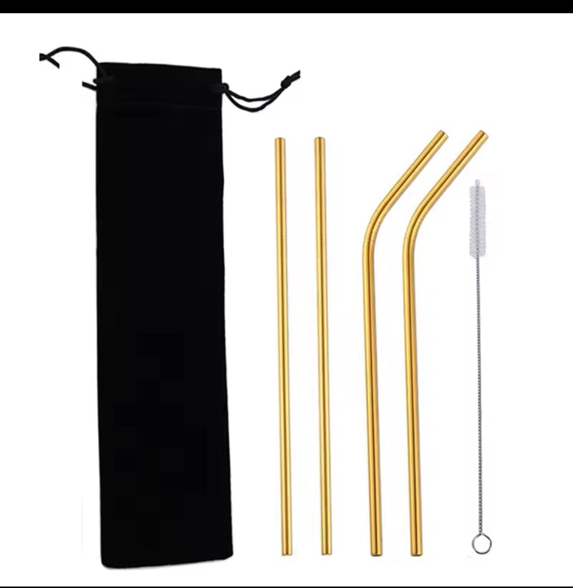 straw 5-Pack EcoPure Reusable Stainless Steel Straws - Image 2