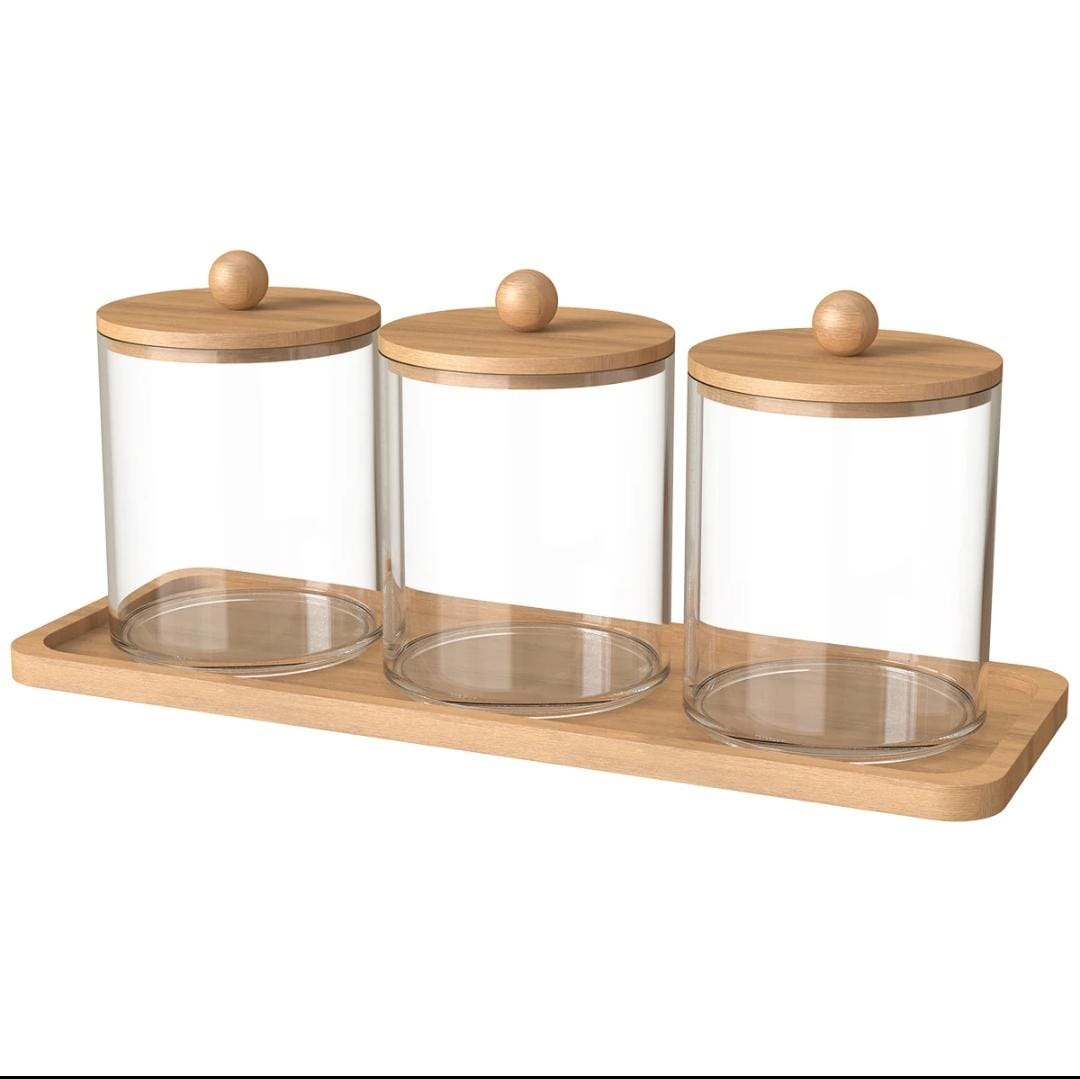 swab2 3pcs Acrylic Swab Storage Organizer Set with Bamboo Holder - Image 4