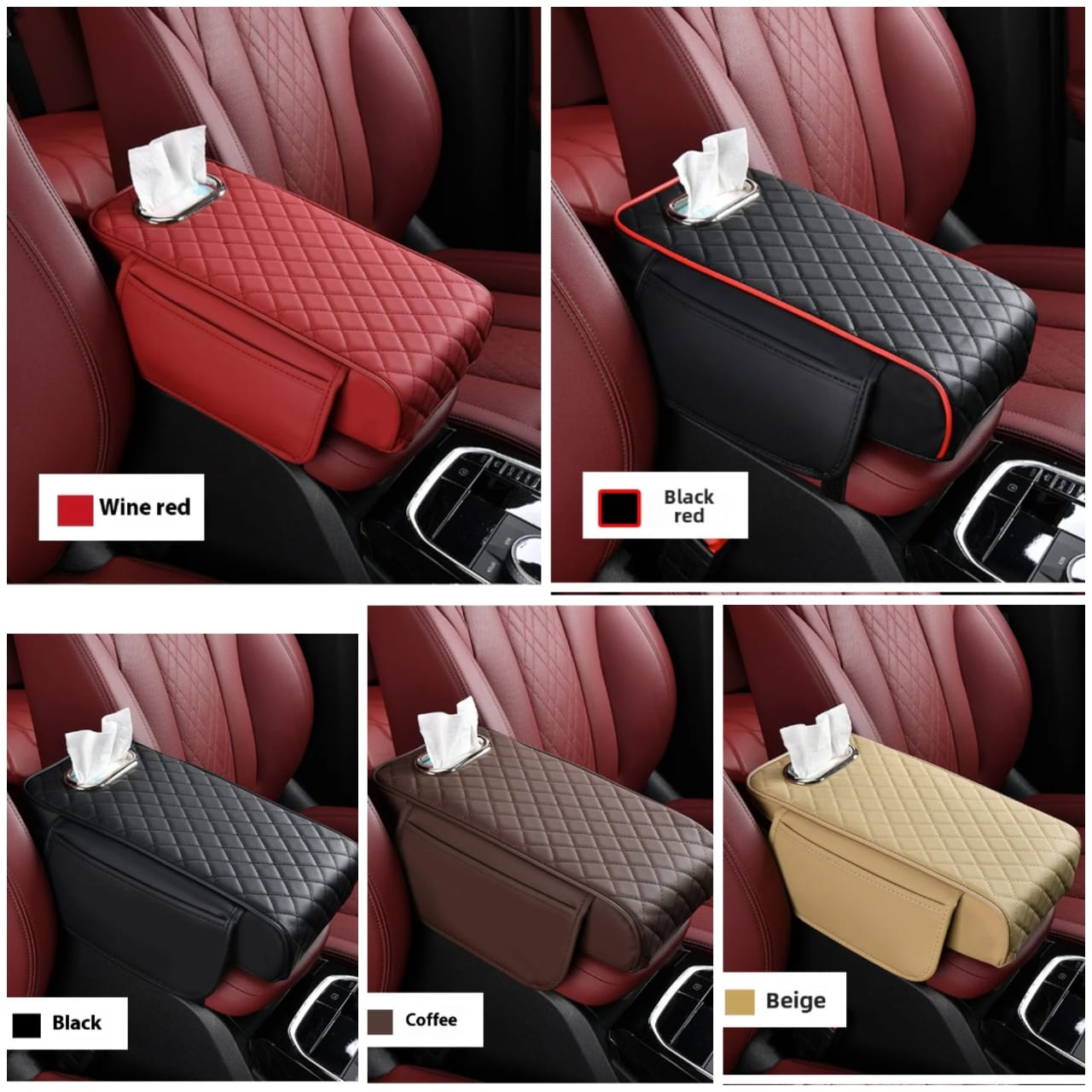 armrest 2-in-1 Car Armrest Cushion with Tissue Storage - Image 1