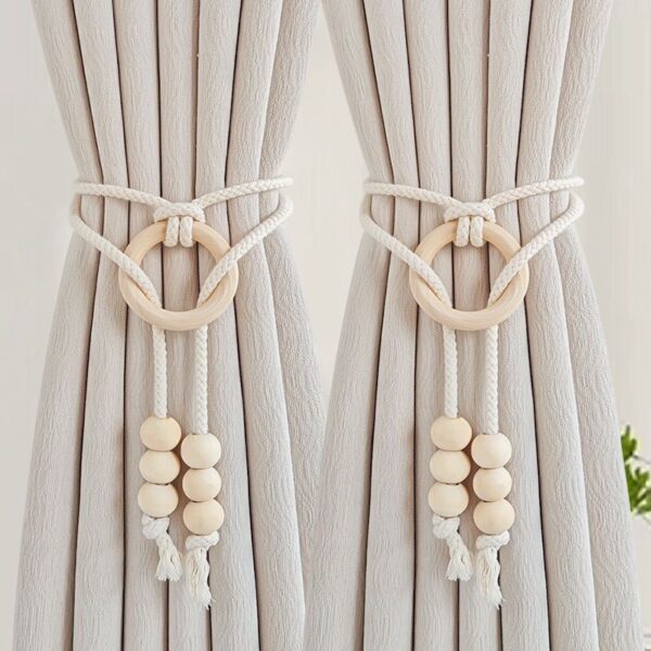 2pcs Cotton Rope Curtain Tiebacks – Boho Style
