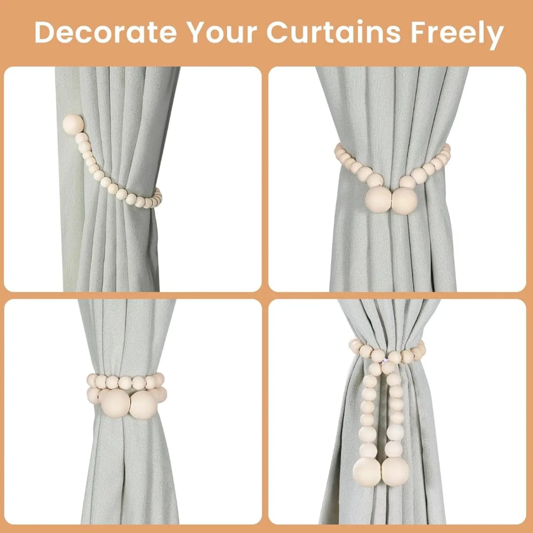 magnetic wooden2 Magnetic Wooden Beads Curtain Tiebacks – 2pcs - Image 4