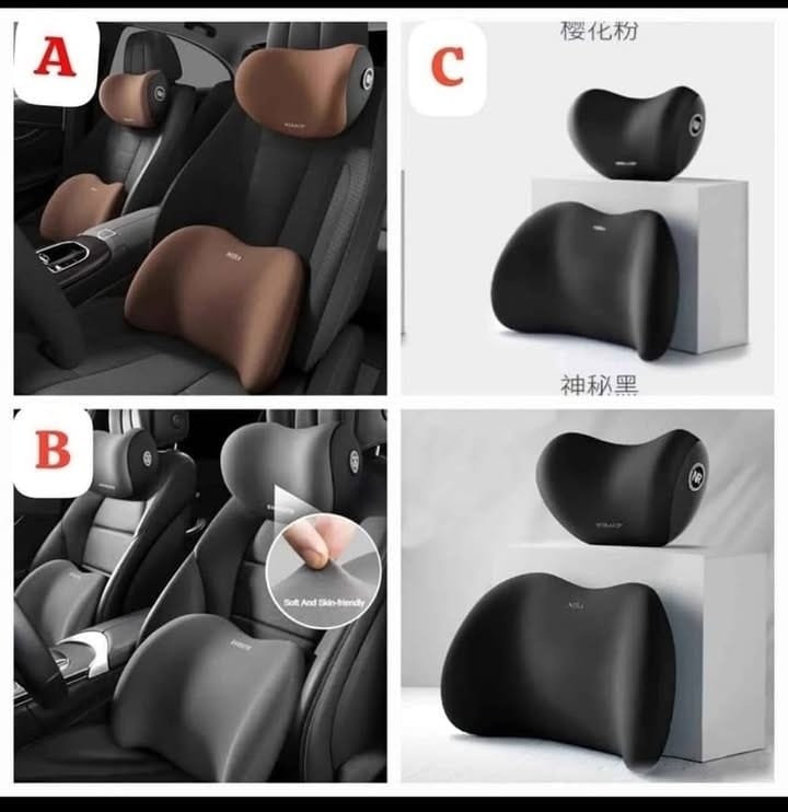 memory foam Memory Foam Car Headrest & Lumbar Support – 2pcs - Image 1